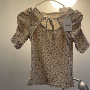 Front tie floral print tops